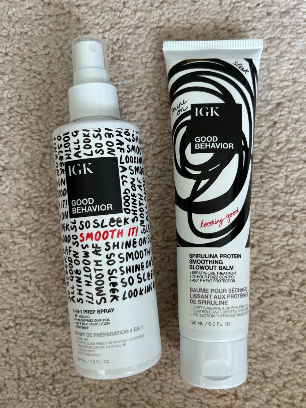 IGK good behavior 4 in 1 prep spray and smoothing blowout balm bundle set